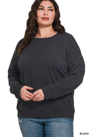 Zenana Full Size Fleece Drop Shoulder Sweatshirt Plus Size | Sweatshirts Daverri Fashions