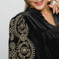 Umgee Full Size Velvet Embroidered Sleeve Blouse Blouses