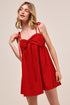 Vibrant red SO ME ribbon sleeveless game day cheer up mini dress with bow