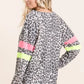 BiBi Leopard Thermal Top with Contrast Color Block - DAVERRI FASHIONS