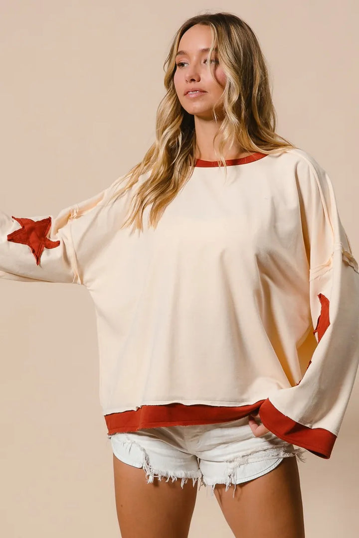 BiBi French Terry Top With Patch Detail Sweatshirt Sweatshirts