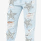 Distressed Star Wash Boyfriend Jeans - DAVERRI FASHIONS