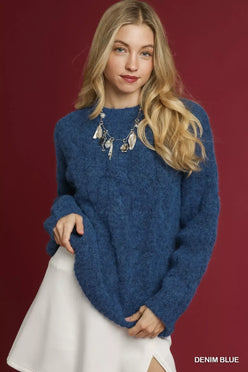 Umgee Cable Knit Cozy Sweater - DAVERRI FASHIONS