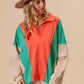 BiBi Colorblock Exposed Seam French Terry Sweatshirt - DAVERRI FASHIONS