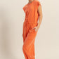 HYFVE Back Keyhole Round Neck Cap Sleeve Drawstring Jumpsuit