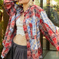 POL Plaid Patchwork Long Sleeve Shirt with Raw Edge Detail Shirts
