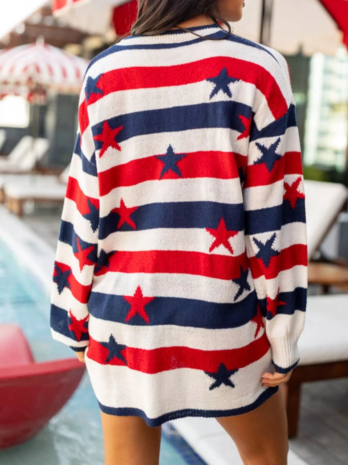 Daverri Stars and Stripes sweater: red, white, navy stripes with stars