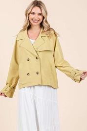 Mittoshop Double Breasted Long Sleeve Trench Coat Jacket