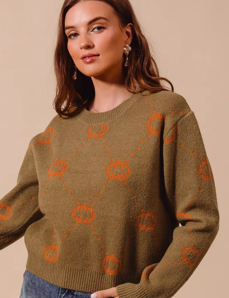 SO ME Pumpkin Rhombus Halloween Thanksgiving Sweater | Sweaters Daverri Fashions