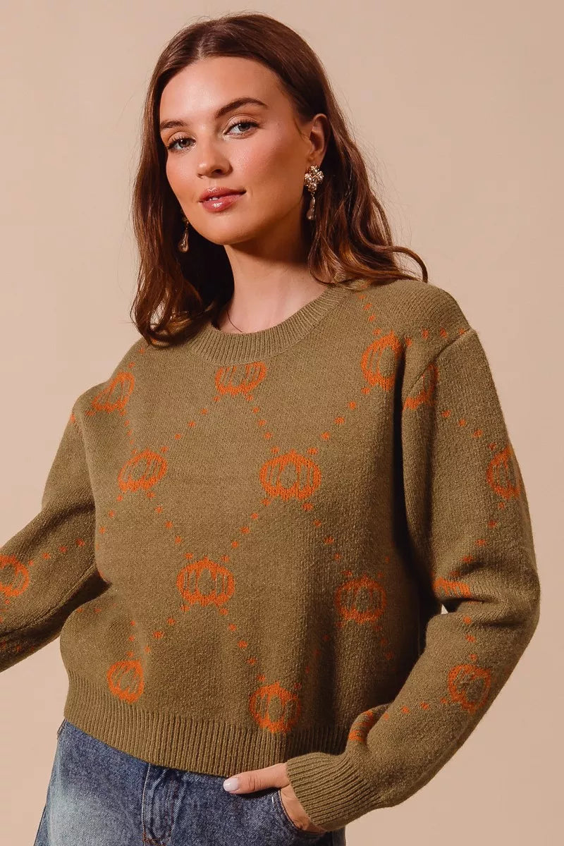 SO ME Pumpkin Rhombus Halloween Thanksgiving Sweater | Sweaters Daverri Fashions