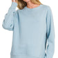Zenana Fleece Round Neck Ribbed Side Raglan Sweatshirt - DAVERRI FASHIONS