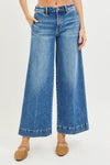 RISEN Slouchy Ankle Wide Jeans in faded blue denim with rolled cuffs
