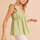 Aemi + Co Sweetheart Neck Ruffled Strap Top Yellow Green - DAVERRI FASHIONS