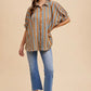 Annie Wear Oversized Drop Shoulder Striped Woven Shirt CAMEL MULTI