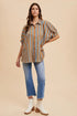 Annie Wear Oversized Drop Shoulder Striped Woven Shirt CAMEL MULTI