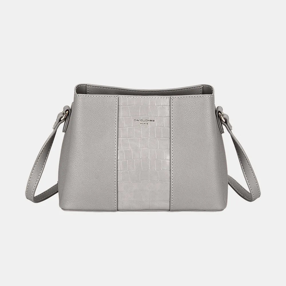 Grey One Size David Jones PU Leather Crossbody Bag | Handbags Daverri Fashions