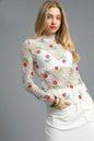 Umgee Floral Mock Neck Long Sleeve Sheer Top - DAVERRI FASHIONS