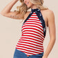 BiBi Stripe Jersey with Star Halter Neck with Tie Back Tops
