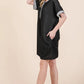 Casual Contrast Trim Henley Dress BLACK
