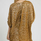 Umgee Metallic Leopard Print V-Neck Kimono Dress