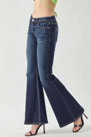 Artemis Vintage Mid Rise Stretch Super Flare Jeans | Jeans Daverri Fashions