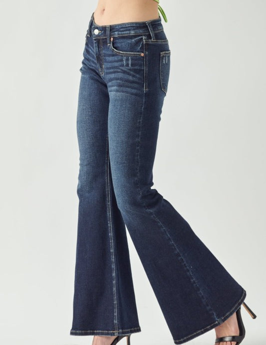 Artemis Vintage Mid Rise Stretch Super Flare Jeans | Jeans Daverri Fashions