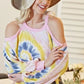 BiBi Tie Dye Print Terry Top with Cold Shoulder Detail - DAVERRI FASHIONS
