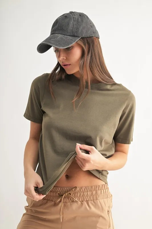 MONO B Round Neck Short Sleeve T-Shirt IVY GREEN