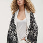 Open Front Long Sleeve Graphic Cardigan - DAVERRI FASHIONS