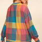 Haptics Round Neck Color Block Plaid Top Tops