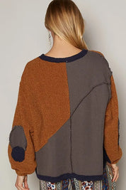 POL Color Block Half Zip Dropped Shoulder Sweatshirt | Daverri Fashions