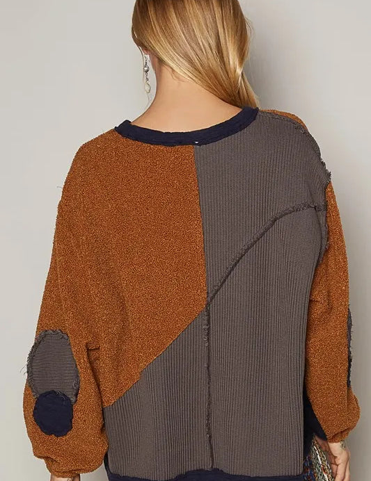 POL Color Block Half Zip Dropped Shoulder Sweatshirt | Daverri Fashions