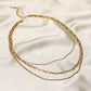 18K Gold-Plated Three Layered Necklace - DAVERRI FASHIONS