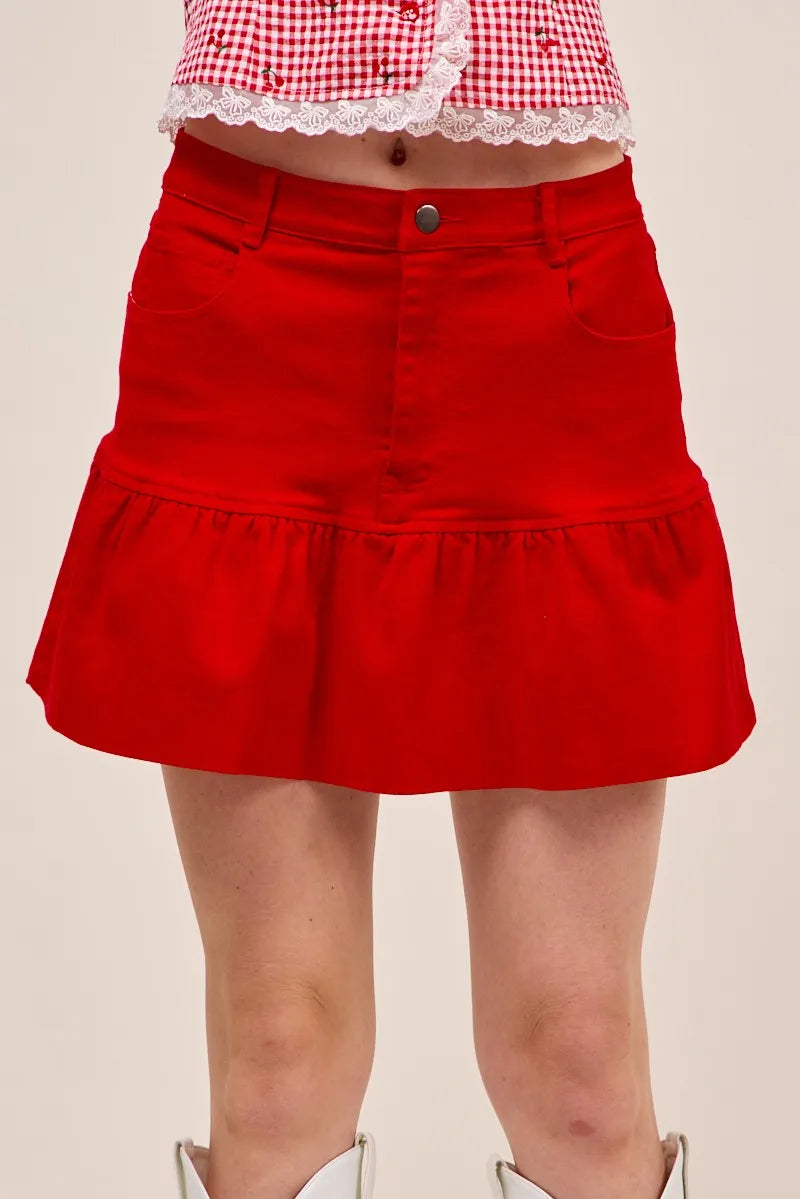 SO ME Ruffled Hem Game Day Mini Skirt Skirts