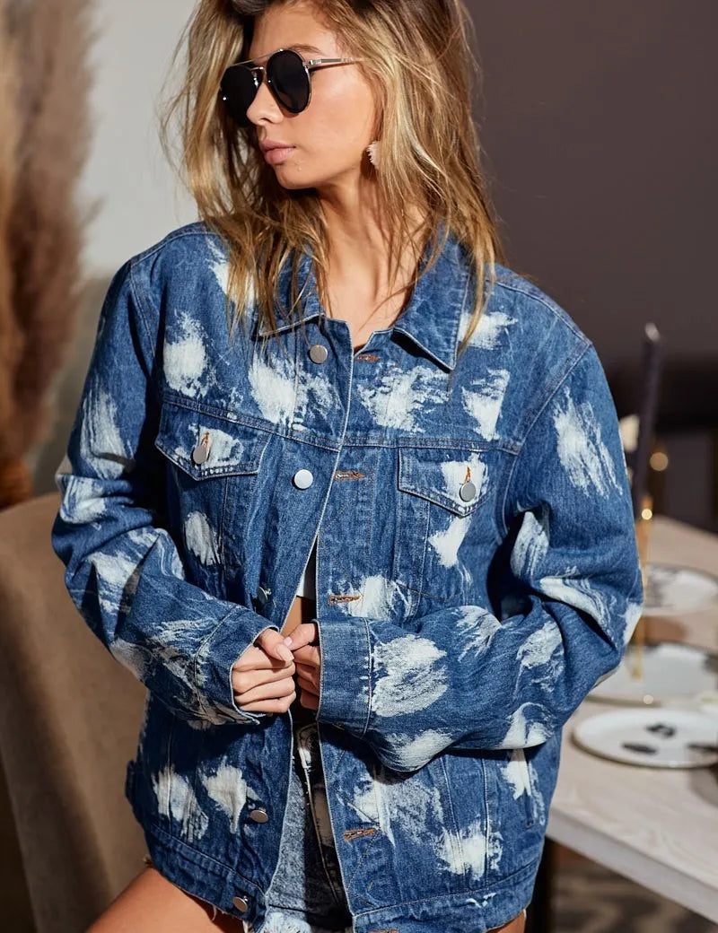 DENIM BiBi Washed Tie Dye Denim Jacket | Denim Jackets Daverri Fashions
