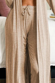 Open Front Long Sleeve Cardigan and Pants Lounge Set | Loungewear Sets Daverri Fashions
