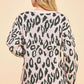 Davi & Dani Leopard Ribbon Tie Front Loose Fit Cardigan Cardigans