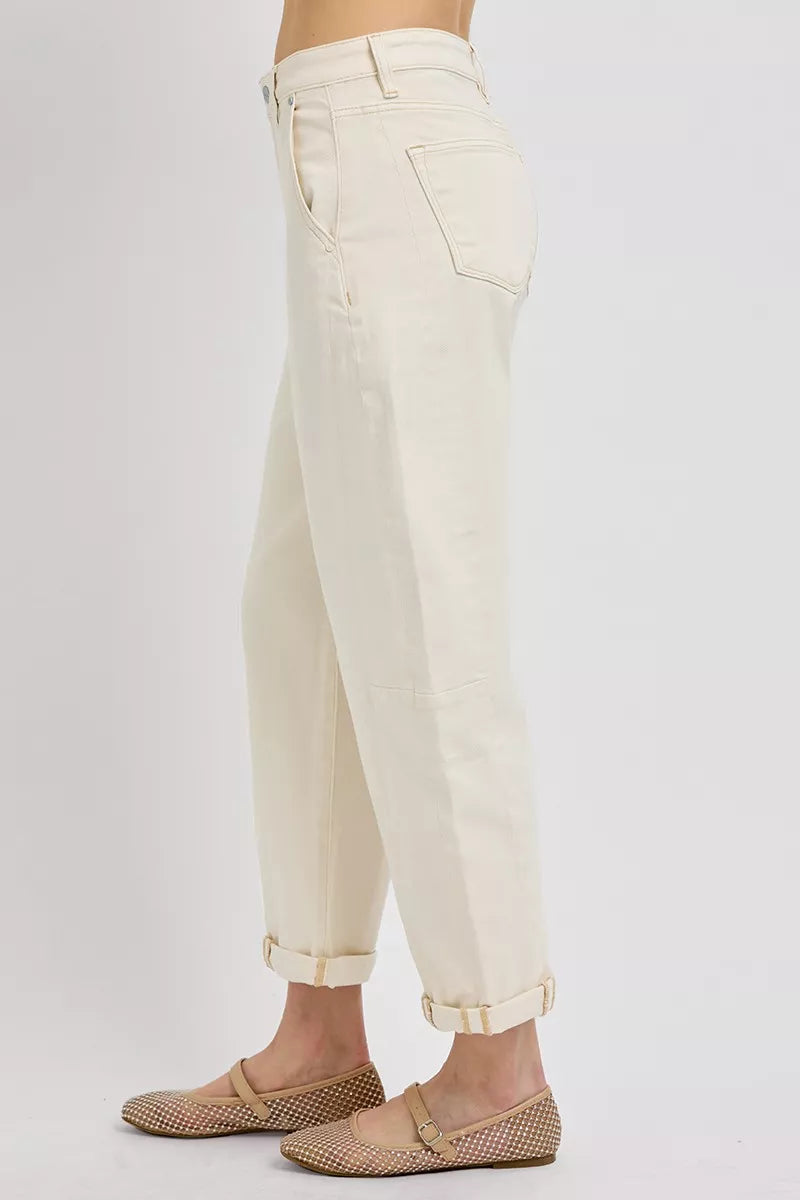 RISEN High Rise Relaxed Barrel Cuffed Jeans | Jeans Daverri Fashions