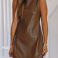 Vegan Leather Sleeveless Mini Dress - DAVERRI FASHIONS