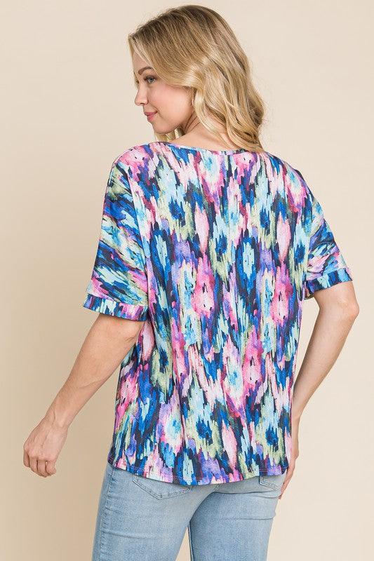 BOMBOM Lightweight Contrast Round Neck Short Sleeve T-Shirt - DAVERRI FASHIONS