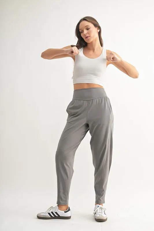 MONO B Flowbarrel High Waist Active Pants | Daverri Fashions
