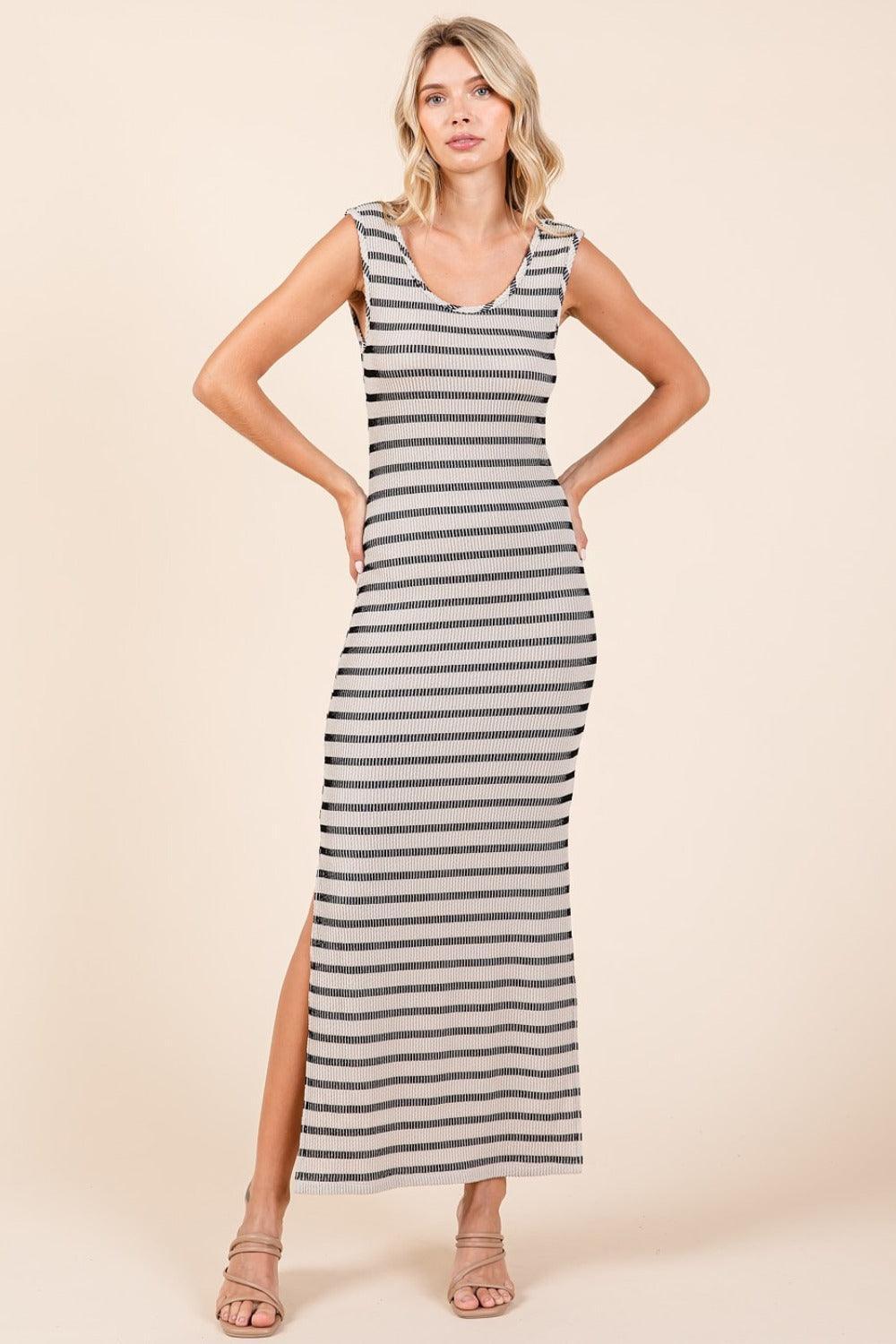 Mittoshop Striped Scoop Neck Sleeveless Maxi Dress - DAVERRI FASHIONS