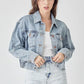 RISEN Full Size Button Down Cropped Denim Jacket - DAVERRI FASHIONS