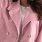 Daverri double-breasted lapel collar jacket in soft pink suede with gold buttons
