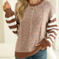 Striped Round Neck Dropped Shoulder Sweater - DAVERRI FASHIONS