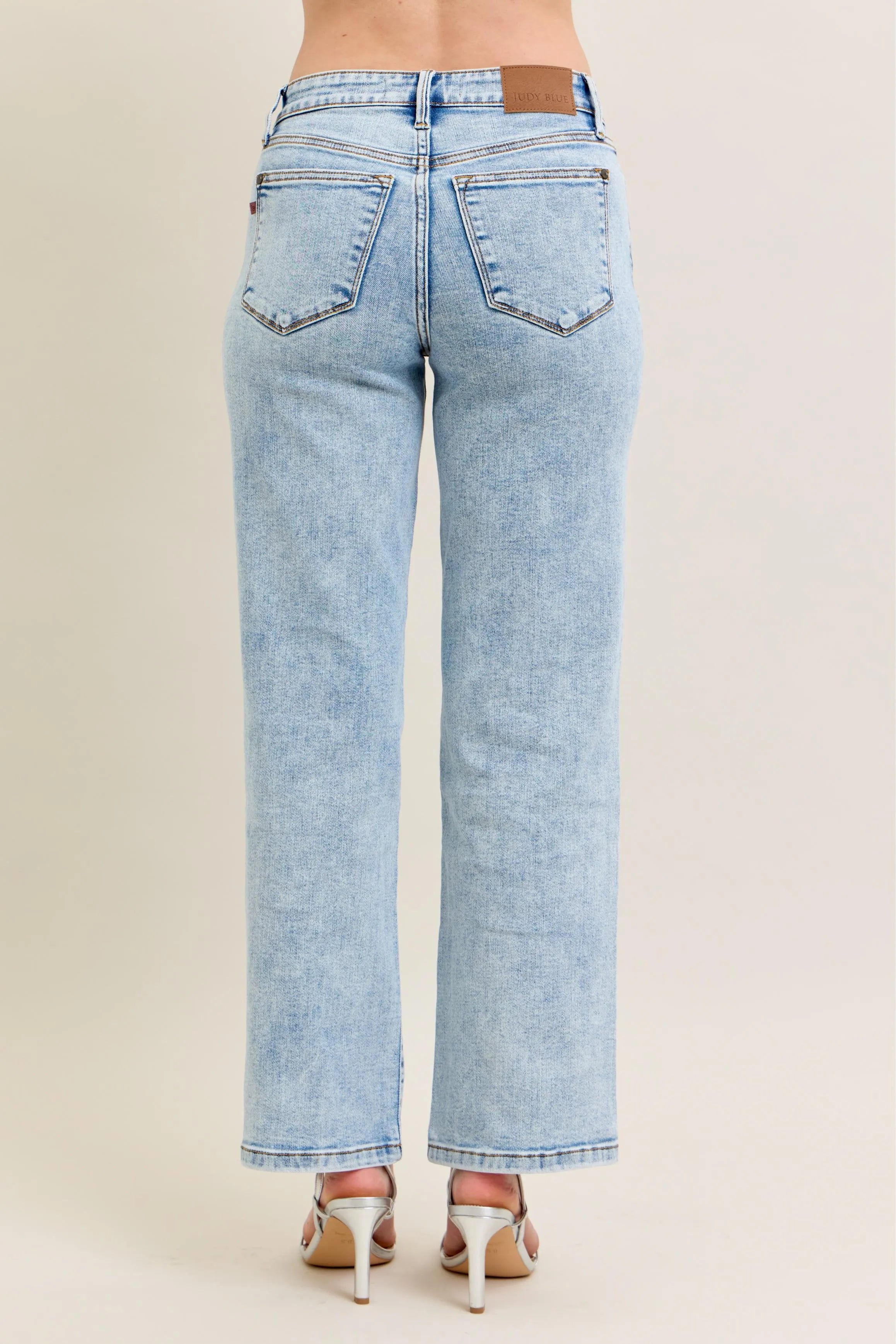 Judy Blue Full Size High Waist Stone Wash Straight Jeans Plus Size | Jeans Daverri Fashions