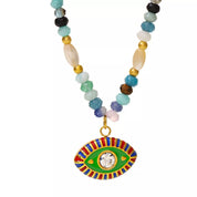 Zircon Bead Evil Eye Pendant Necklace | Necklaces Daverri Fashions