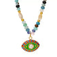 Zircon Bead Evil Eye Pendant Necklace - DAVERRI FASHIONS