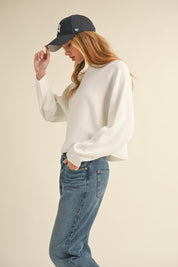 Mable Round Neck Dolman Sleeve Cropped Sweater Sweaters