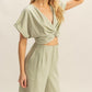 HYFVE Twisted Front Short Sleeve Top and Wide Leg Pants Set Pants